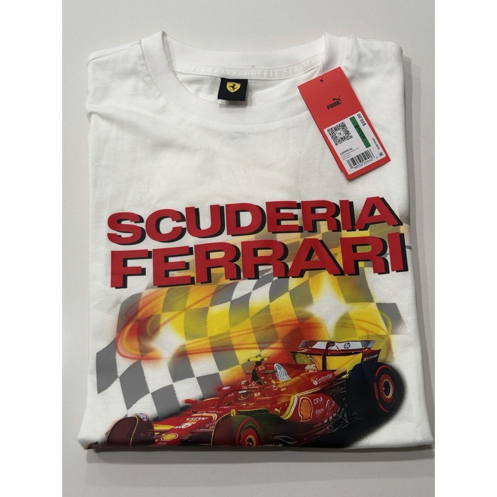 Puma Scuderia Ferrari Las Vegas Motorsport Tee Mens L White 635995-04 NWT